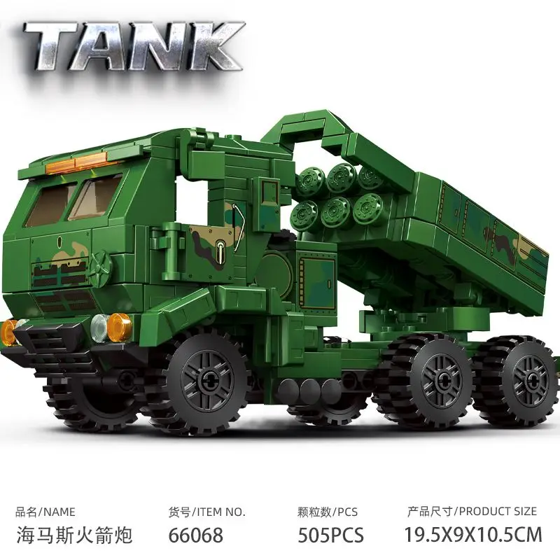 World War II HIMARS rocket launcher, Kevlar SM anti-aircraft tank building blocks toy, boy, 6 years old, armored vehicle, 66068
World War II HIMARS rocket launcher, Kevlar SM anti-aircraft tank building blocks toy, boy, 6 years old, armored vehicle, 66068