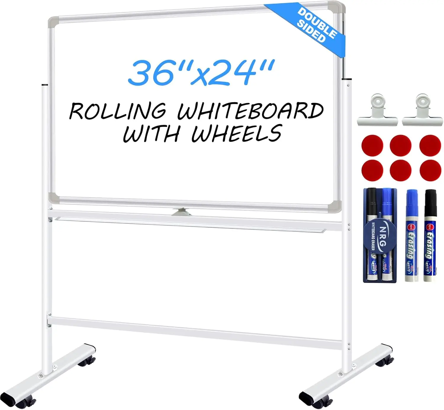 Double Sided Magnetic Whiteboard on Wheels 36x24 Inch Rolling Dry Erase Board with Stand for Office Home Classroom
Double Sided Magnetic Whiteboard on Wheels 36x24 Inch Rolling Dry Erase Board with Stand for Office Home Classroom