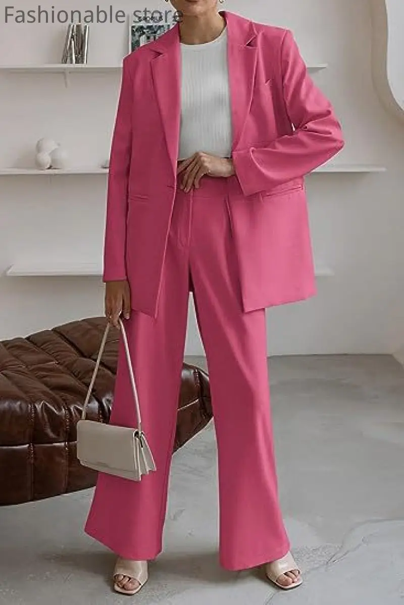 Women Casual Solid Color Long Sleeve Blazer Coat and High Waist Pants 2pcs Set
Women Casual Solid Color Long Sleeve Blazer Coat and High Waist Pants 2pcs Set