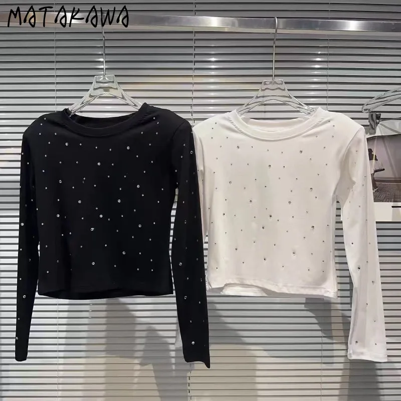 Matakawa Y2k Clothes Solid T Shirt for Women Spring Autumn Beading Sexy Short T-shirts Korean Fashion Vintage Ropa De Mujer
Matakawa Y2k Clothes Solid T Shirt for Women Spring Autumn Beading Sexy Short T-shirts Korean Fashion Vintage Ropa De Mujer