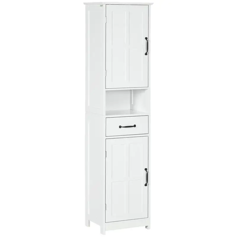 kleankin Modern Bathroom Cabinet, Narrow Storage Cabinet with Open Shelf, Drawer, Recessed Doors and Adjustable Shelves, White
kleankin Modern Bathroom Cabinet, Narrow Storage Cabinet with Open Shelf, Drawer, Recessed Doors and Adjustable Shelves, White