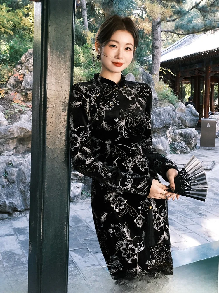 Новое китайское винтажное женское платье-макси с длинным рукавом для осени и зимы, стройнящее талию
Новое китайское винтажное женское платье-макси с длинным рукавом для осени и зимы, стройнящее талию