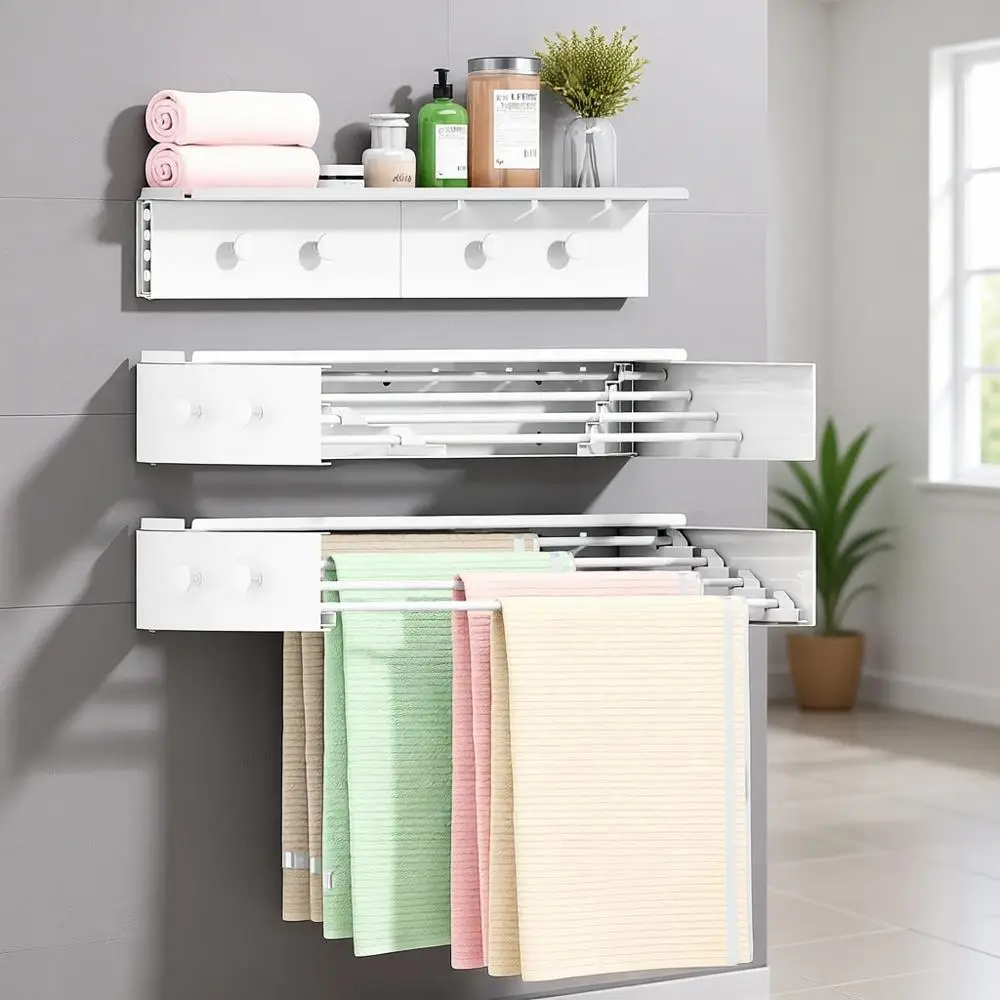 Складная настенная сушилка для одежды с 4 крючками, 23,6 дюйма, для использования в помещении/на улице
Складная настенная сушилка для одежды с 4 крючками, 23,6 дюйма, для использования в помещении/на улице