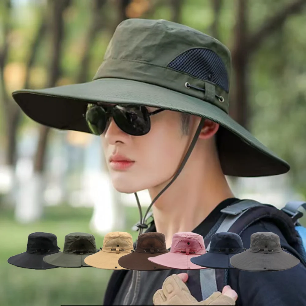 Summer Men Bucket Hat Outdoor Uv Protection Wide Brim Panama Safari Hunting Hiking Hat Mesh Fisherman Hat Beach Sunscreen Cap
Summer Men Bucket Hat Outdoor Uv Protection Wide Brim Panama Safari Hunting Hiking Hat Mesh Fisherman Hat Beach Sunscreen Cap