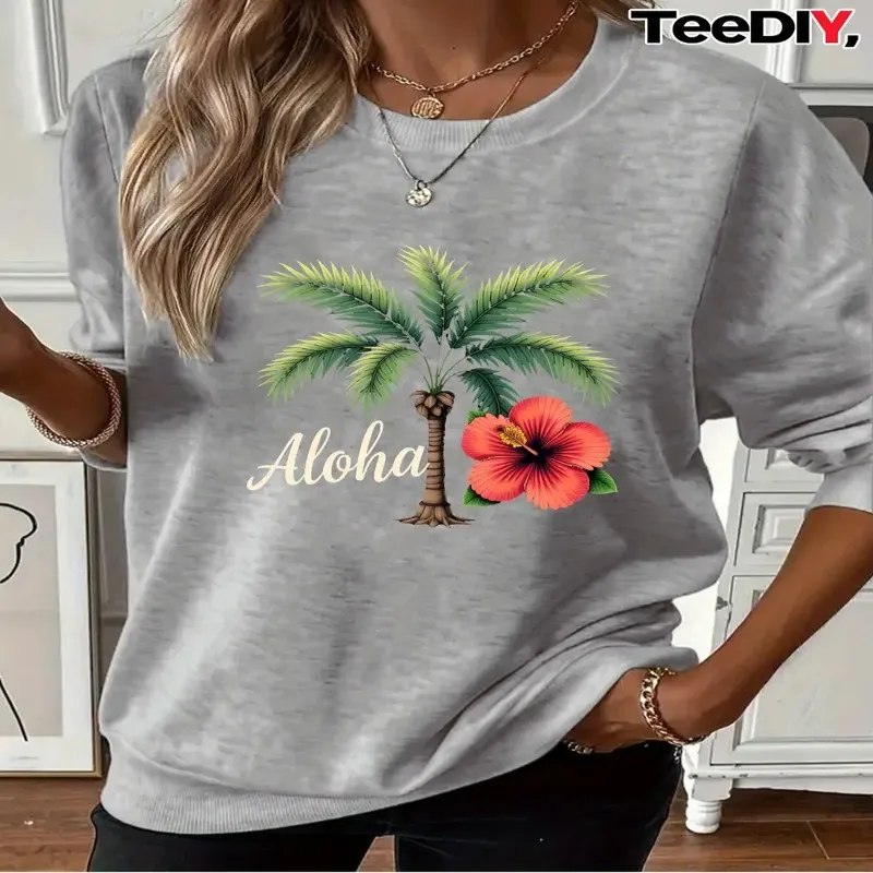 Зима-Осень, одежда больших размеров, женский свитшот большого размера, женский Aloha, пальма, гибискус, графика, модная ткань из чистого хлопка
Зима-Осень, одежда больших размеров, женский свитшот большого размера, женский Aloha, пальма, гибискус, графика, модная ткань из чистого хлопка