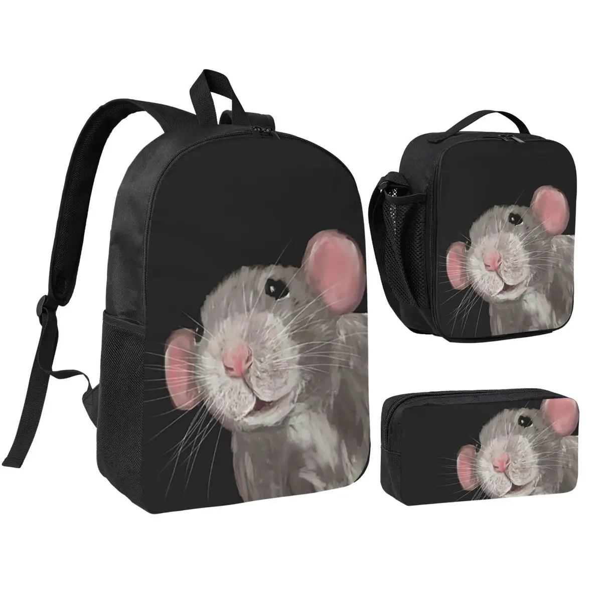 The Peeking Rat (Grey Black) Backpack Student BookBag School Bag Shoulder Bags 3ps Insulated Lunch Bag Pencil Case
The Peeking Rat (Grey Black) Backpack Student BookBag School Bag Shoulder Bags 3ps Insulated Lunch Bag Pencil Case