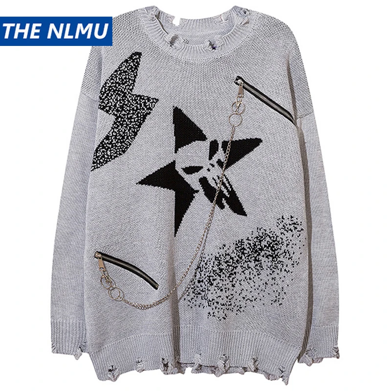 Men Gothic Punk Knitted Sweater Skull Star Graphic Ripped Jumper Harajuku OVersized Hip Hop Streetwear Sweaters Pullovers
Men Gothic Punk Knitted Sweater Skull Star Graphic Ripped Jumper Harajuku OVersized Hip Hop Streetwear Sweaters Pullovers