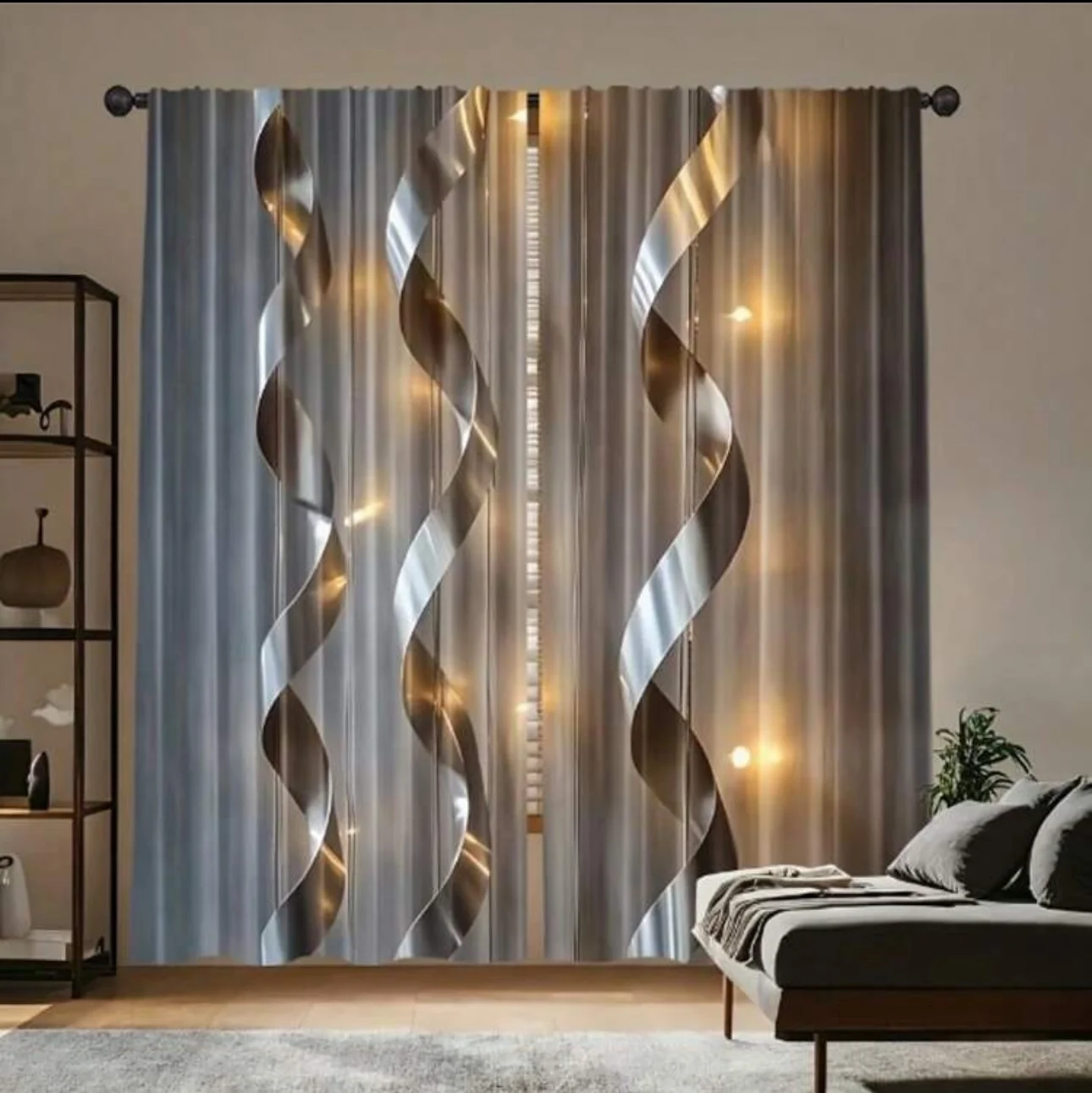 Silver line pattern printed curtains, pole bag curtains, bedroom and living room, home decoration, room decoration
Silver line pattern printed curtains, pole bag curtains, bedroom and living room, home decoration, room decoration