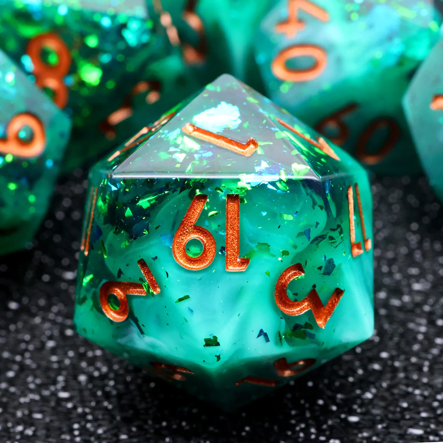 Handmade Wildfire Green D&D Dice Set - 7-Piece Sharp Edge Resin RPG Dice for Tabletop Role-Playing & Board Games-N46
Handmade Wildfire Green D&D Dice Set - 7-Piece Sharp Edge Resin RPG Dice for Tabletop Role-Playing & Board Games-N46