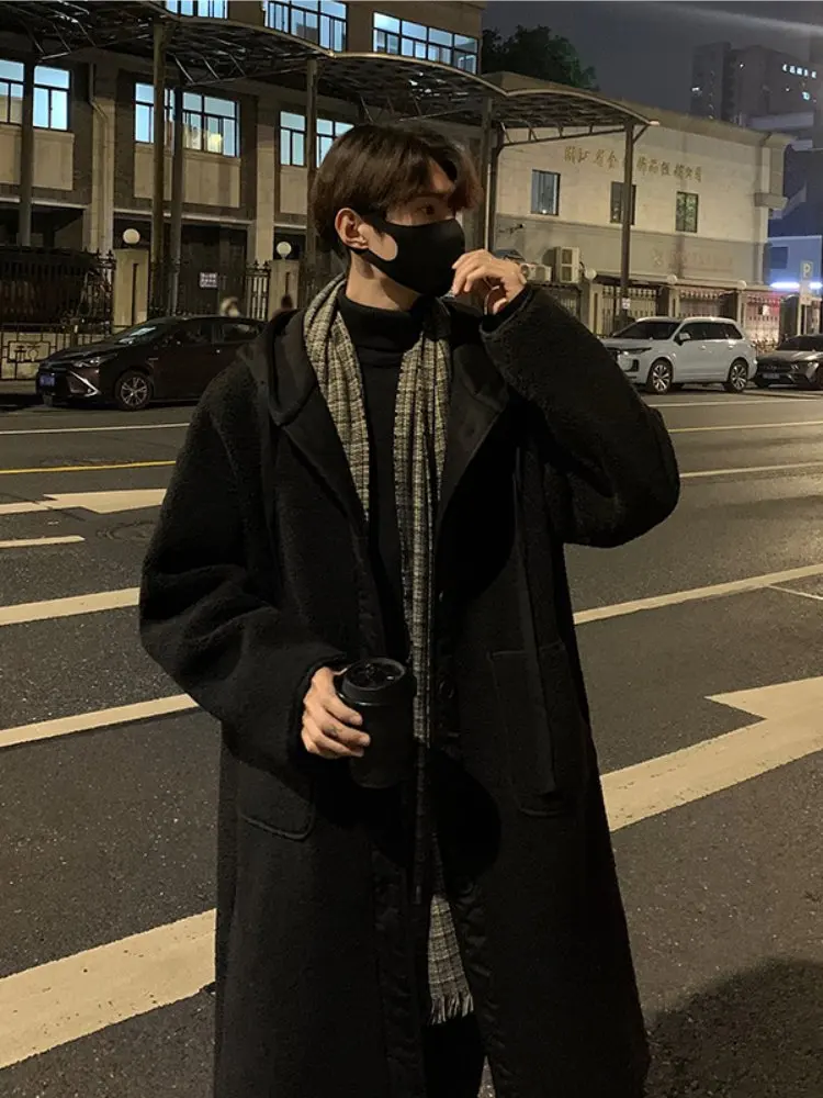 Men's Mid-Length Woolen Coat with Hood Loose Over-Knee Windbreaker Warm Youthful Sle Long Sve Single-Button Closure Soli...
Men's Mid-Length Woolen Coat with Hood Loose Over-Knee Windbreaker Warm Youthful Sle Long Sve Single-Button Closure Soli...