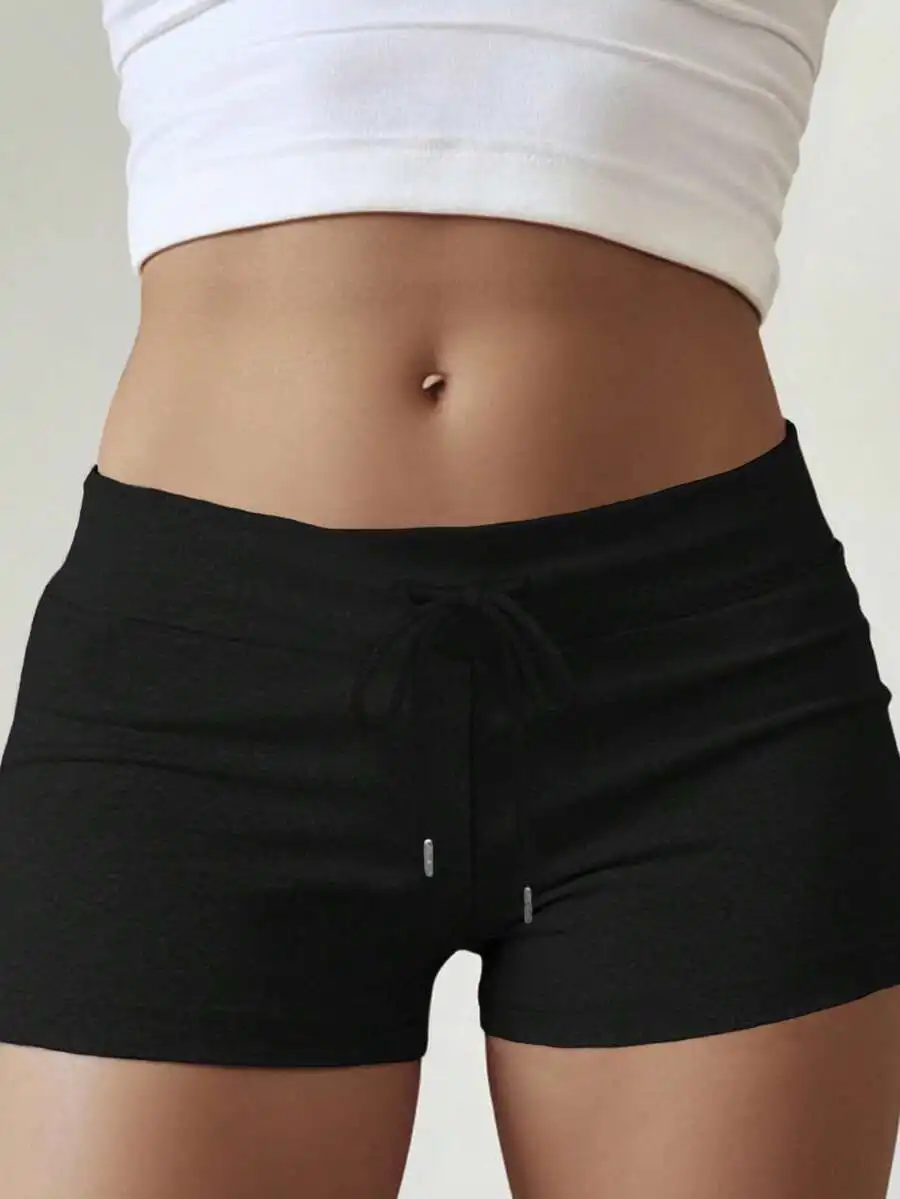 Women Solid Color Drawstring Waist Skinny Casual Shorts
Women Solid Color Drawstring Waist Skinny Casual Shorts