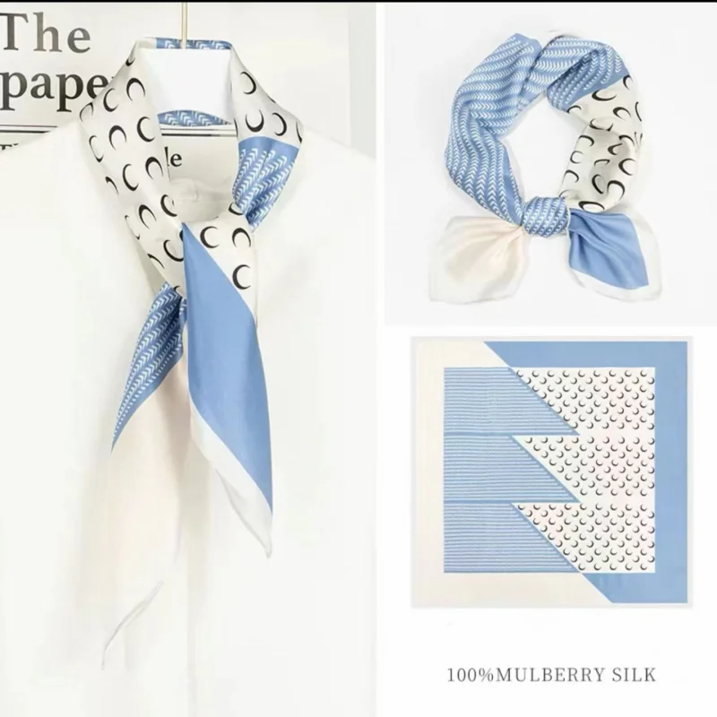 100% Natural Mulberry Silk Square Scarf 53x53cm Blue White Moon Print Women Neck Scarf Headband Bag Scarf Elegant Gift
100% Natural Mulberry Silk Square Scarf 53x53cm Blue White Moon Print Women Neck Scarf Headband Bag Scarf Elegant Gift