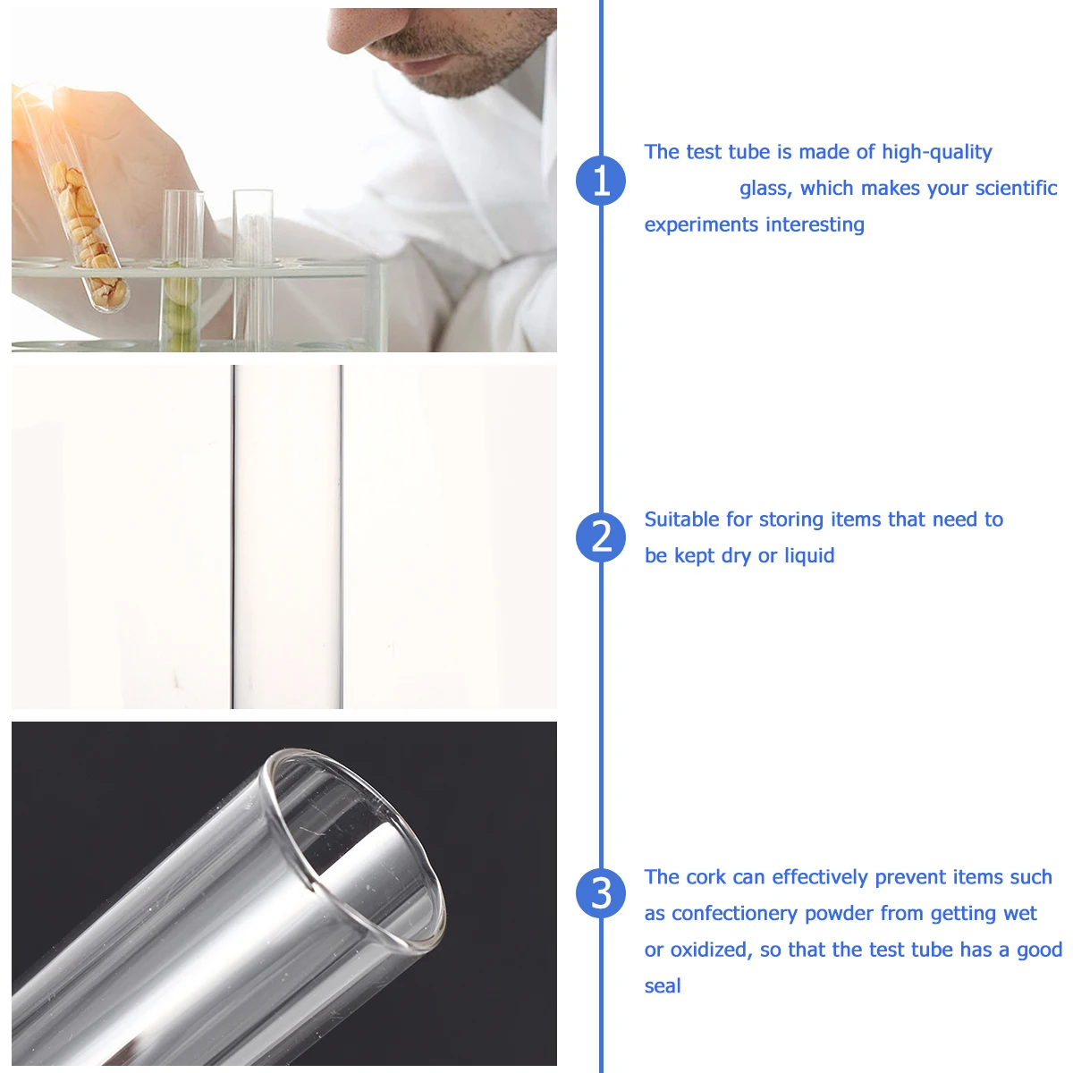 10 Pcs Round Bottom Glass Test Tube Tubes with Cork Stoppers for Plants Lids Boiling Chemistry Bottles
10 Pcs Round Bottom Glass Test Tube Tubes with Cork Stoppers for Plants Lids Boiling Chemistry Bottles