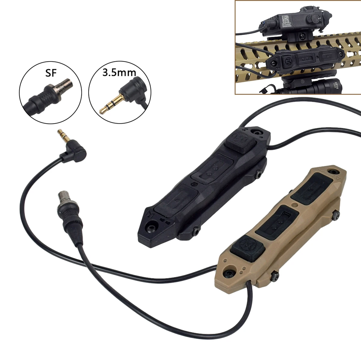 Tactical SF 3.5 Plug Pressure Switch Dual Function Button Remote Control Fit Keymod M-lok 20mm Rail