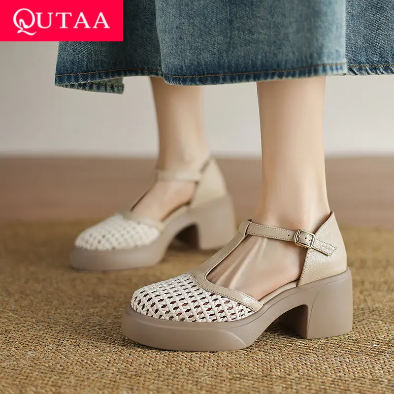 QUTAA 2025 модные женские туфли-лодочки на высоком каблуке, сандалии без шнуровки из натуральной кожи с острым носком, офисная обувь, платье 34-39
QUTAA 2025 модные женские туфли-лодочки на высоком каблуке, сандалии без шнуровки из натуральной кожи с острым носком, офисная обувь, платье 34-39