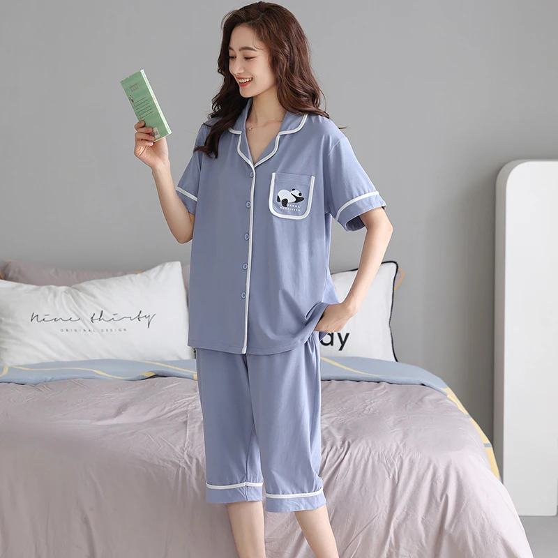 Big Size M-4XL Women Pajamas Set Summer Modal Short Sleeve Sleepwear Female Pyjamas
Big Size M-4XL Women Pajamas Set Summer Modal Short Sleeve Sleepwear Female Pyjamas