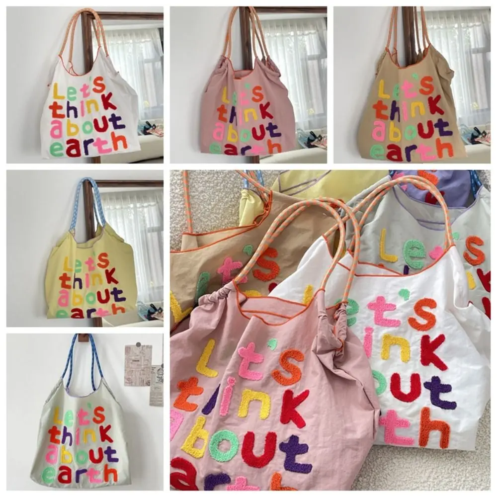 Vacation Tote Bag Letter Embroidery Handbag Nylon Printing Drawstring Handbag Storage Bag New Chinese Style INS Shoulder Bags
Vacation Tote Bag Letter Embroidery Handbag Nylon Printing Drawstring Handbag Storage Bag New Chinese Style INS Shoulder Bags