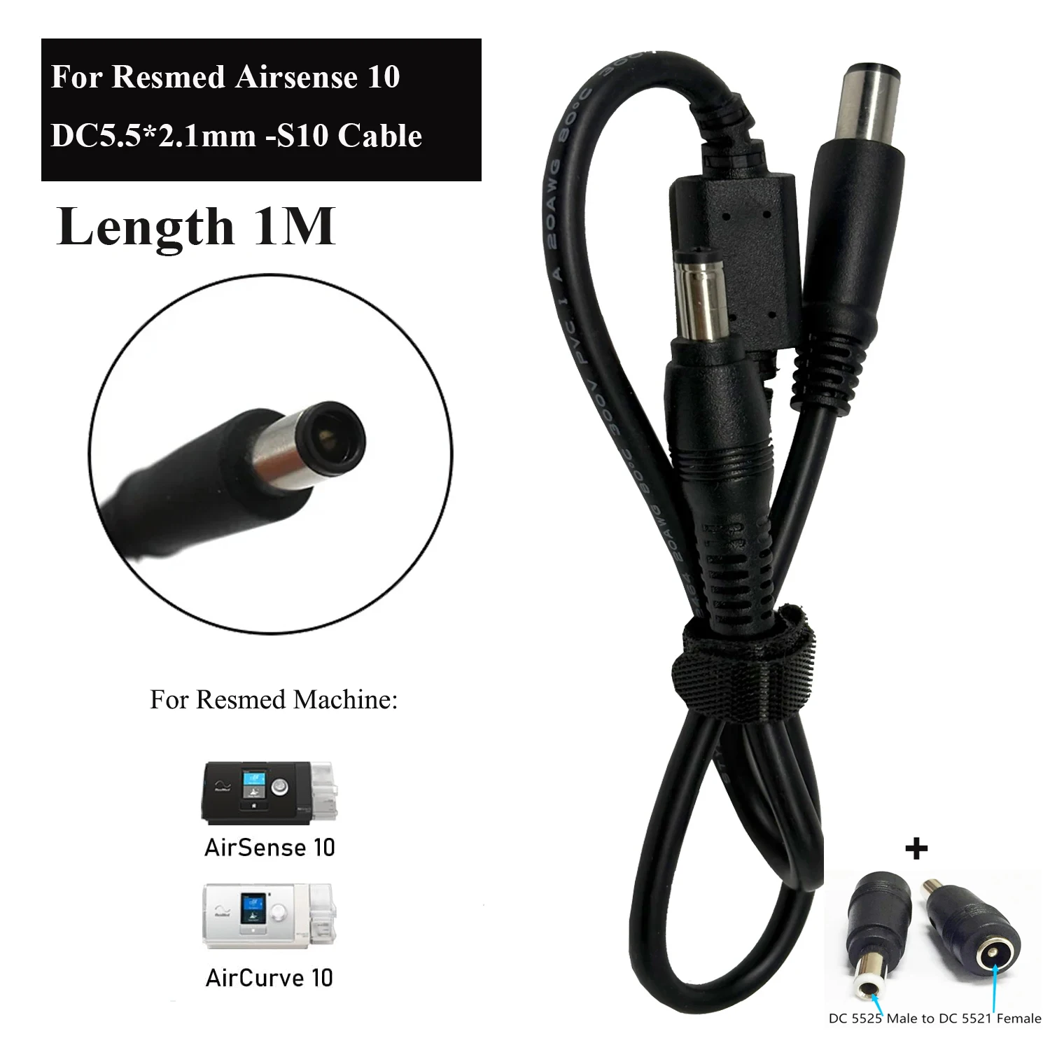 Кабель от 24 В до 5,5 мм, 2,1 мм для шнура питания Resmed Airsense 10 S10 Aircurve 10, для машины CPAP
Кабель от 24 В до 5,5 мм, 2,1 мм для шнура питания Resmed Airsense 10 S10 Aircurve 10, для машины CPAP