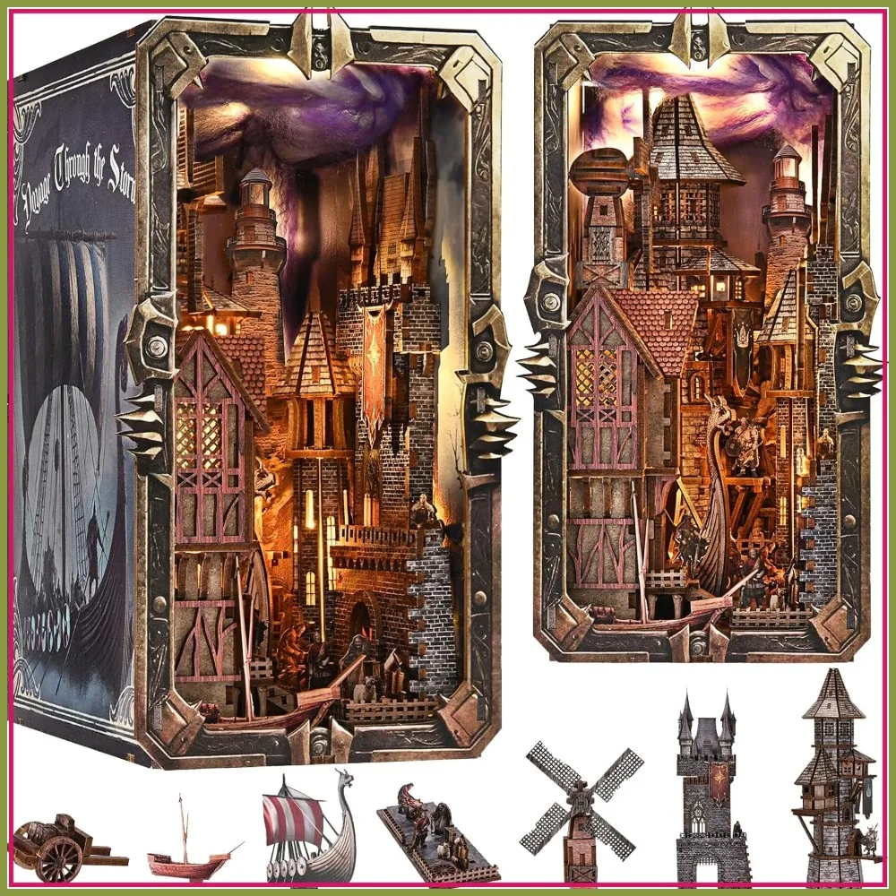 DIY Viking Book Nook Kit, Miniature House Model for Adults Teens, Bookshelf Insert Decor 3D Wooden Puzzle Gift
DIY Viking Book Nook Kit, Miniature House Model for Adults Teens, Bookshelf Insert Decor 3D Wooden Puzzle Gift