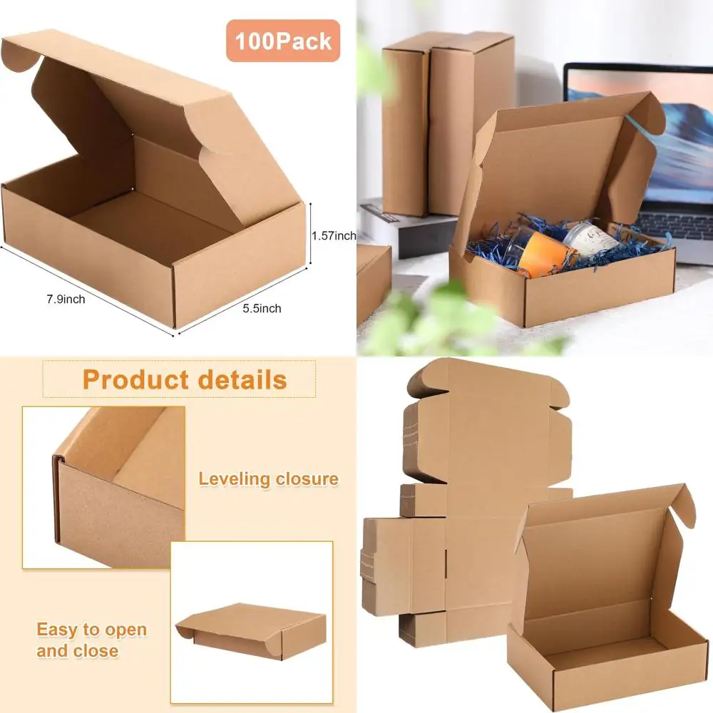 100 Pack Cardboard Shipping Boxes, Corrugated Brown Mailer Boxes for Small Business Packaging (7.87 x 5.51 x 1.57 Inches)
100 Pack Cardboard Shipping Boxes, Corrugated Brown Mailer Boxes for Small Business Packaging (7.87 x 5.51 x 1.57 Inches)