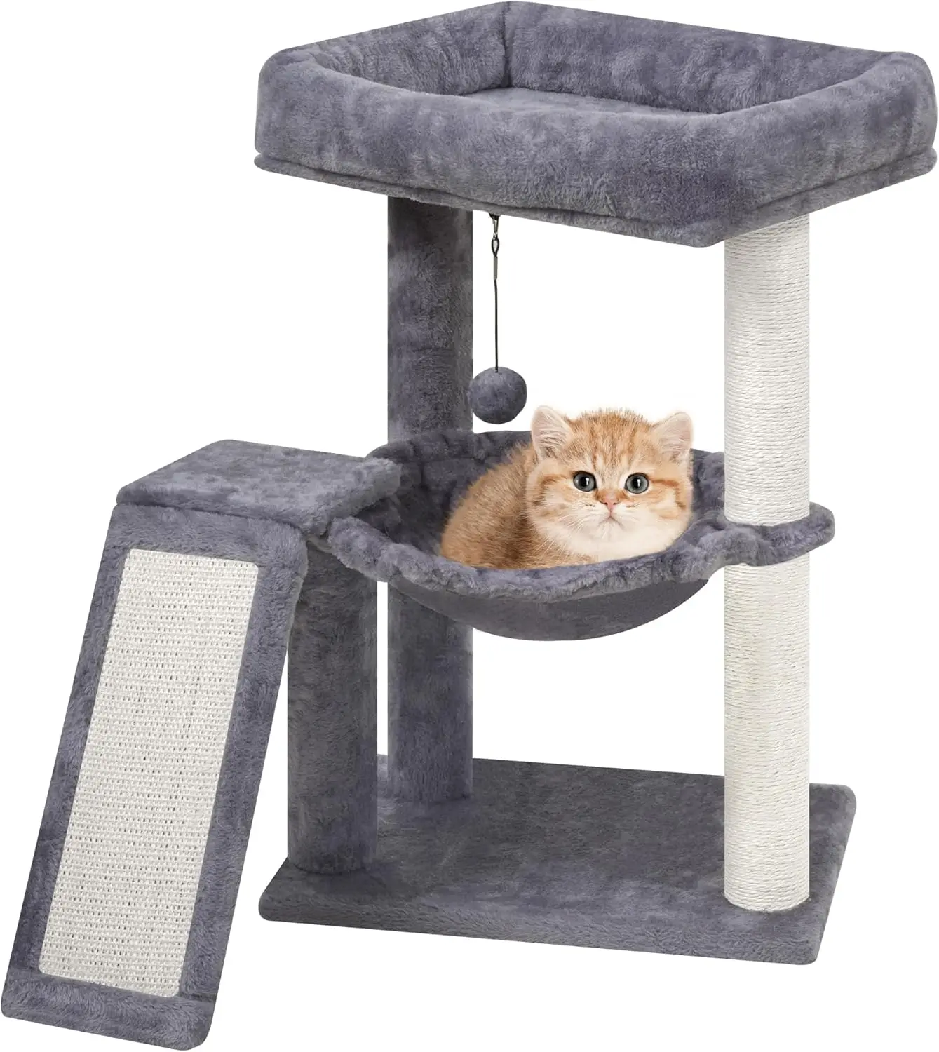 Cat Tree Tower with Scratching Post, Hammock & Toys for Indoor Cats, Grey
Cat Tree Tower with Scratching Post, Hammock & Toys for Indoor Cats, Grey