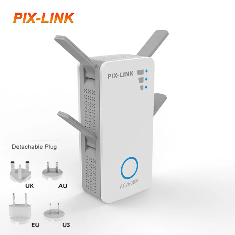 PIX-LINK Cover Every Room in Your House AC10 2600Mbps Dual Band WiFi Extender Gigabit Port 4 Antennas MU-MIMO Signal Booster
PIX-LINK Cover Every Room in Your House AC10 2600Mbps Dual Band WiFi Extender Gigabit Port 4 Antennas MU-MIMO Signal Booster