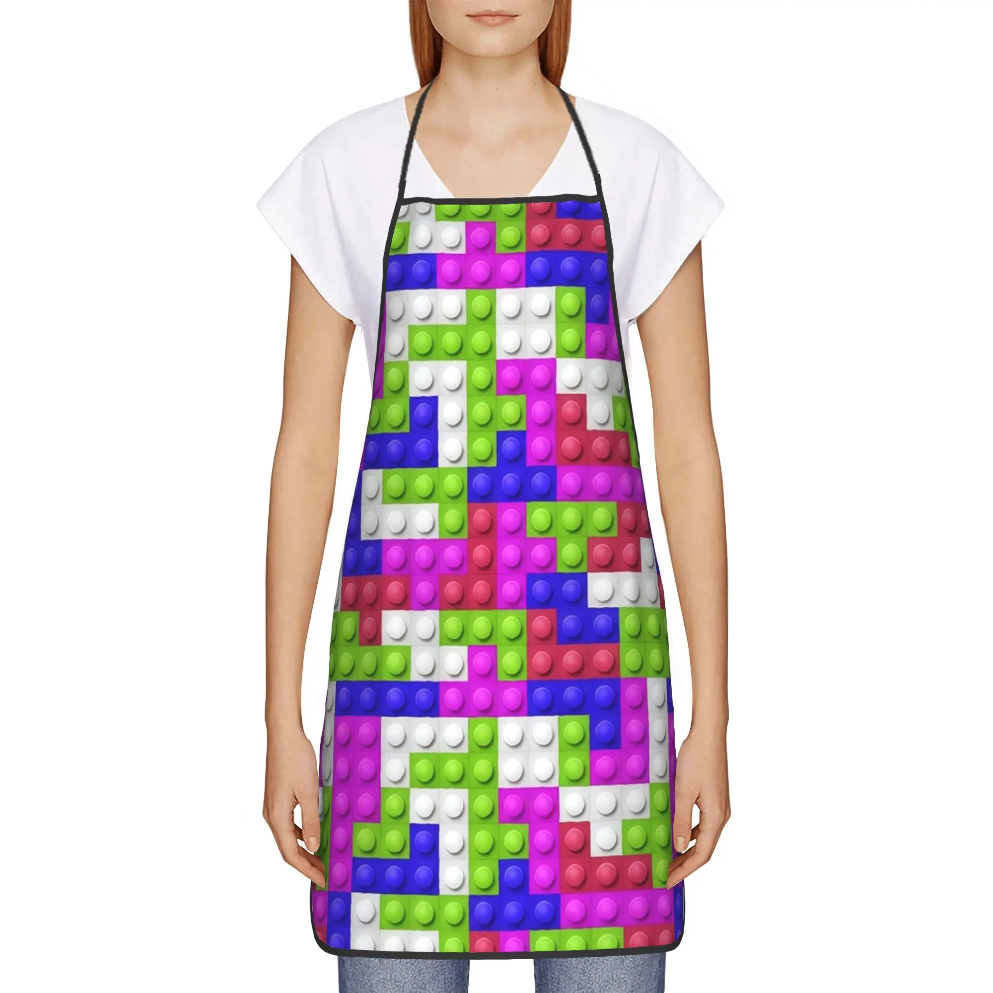 Purple Green Pink Building Blocks Apron Cleaning Fashion Kitchen Accessories Manicure Work Aprons without Pocket
Purple Green Pink Building Blocks Apron Cleaning Fashion Kitchen Accessories Manicure Work Aprons without Pocket