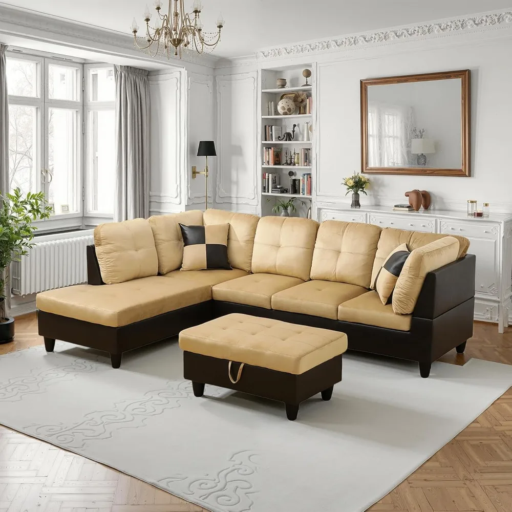 L Shaped Couch Modular Sectional Sofa,Futon Sofa Bed Upholstered Fabric Living Room Furniture Sets with Chaise for Apartment
L Shaped Couch Modular Sectional Sofa,Futon Sofa Bed Upholstered Fabric Living Room Furniture Sets with Chaise for Apartment