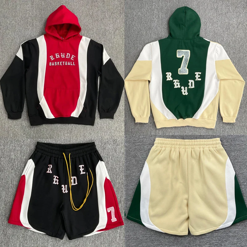 New Arrivals Fashionable Sports Suit Rhude Casual Shorts High-quality Splicing Color Blocks Thick Fabric Printed Hoodie
New Arrivals Fashionable Sports Suit Rhude Casual Shorts High-quality Splicing Color Blocks Thick Fabric Printed Hoodie