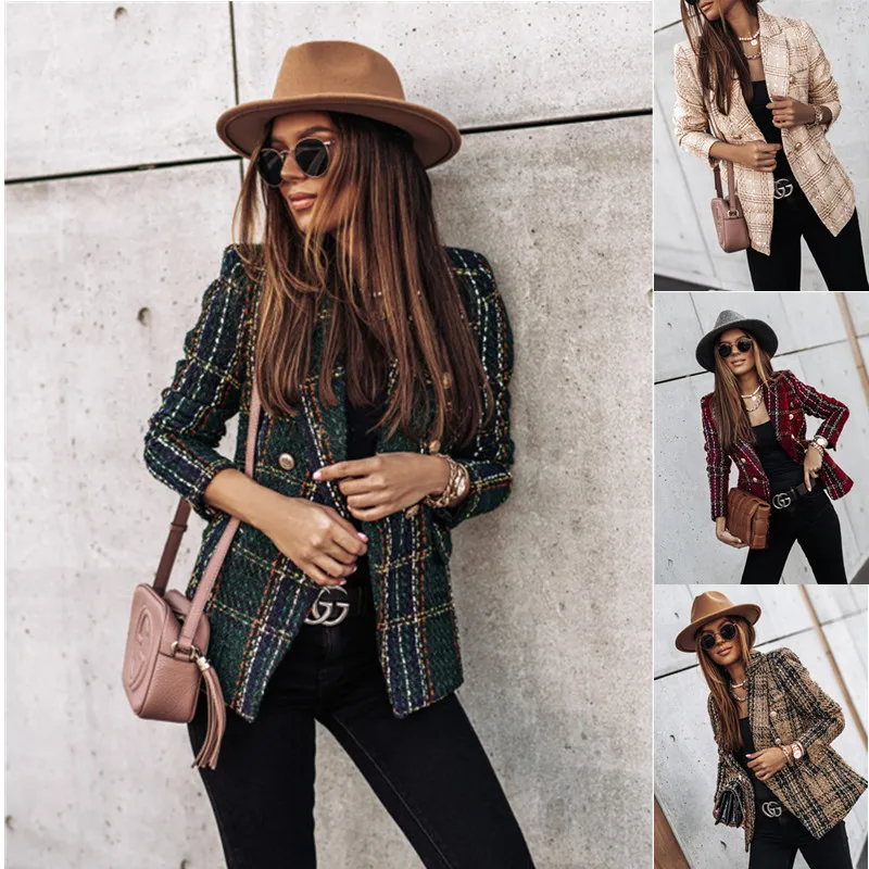 Autumn Winter Women's Printed Long Sleeve Suit Double Breasted Cross Border Fashion Thickened Woolen Coat Casual Commute Style
Autumn Winter Women's Printed Long Sleeve Suit Double Breasted Cross Border Fashion Thickened Woolen Coat Casual Commute Style