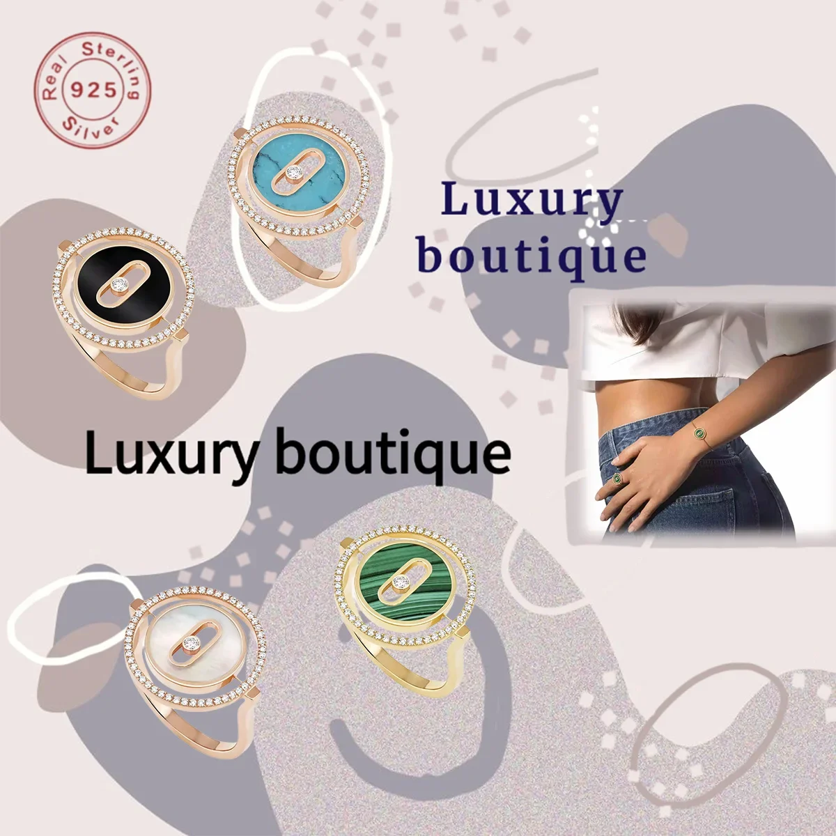 Pure silver S925 ring with diamond inlaid circles, enamel peacock stone, luxurious and noble women's Valentine's Day gift
Pure silver S925 ring with diamond inlaid circles, enamel peacock stone, luxurious and noble women's Valentine's Day gift