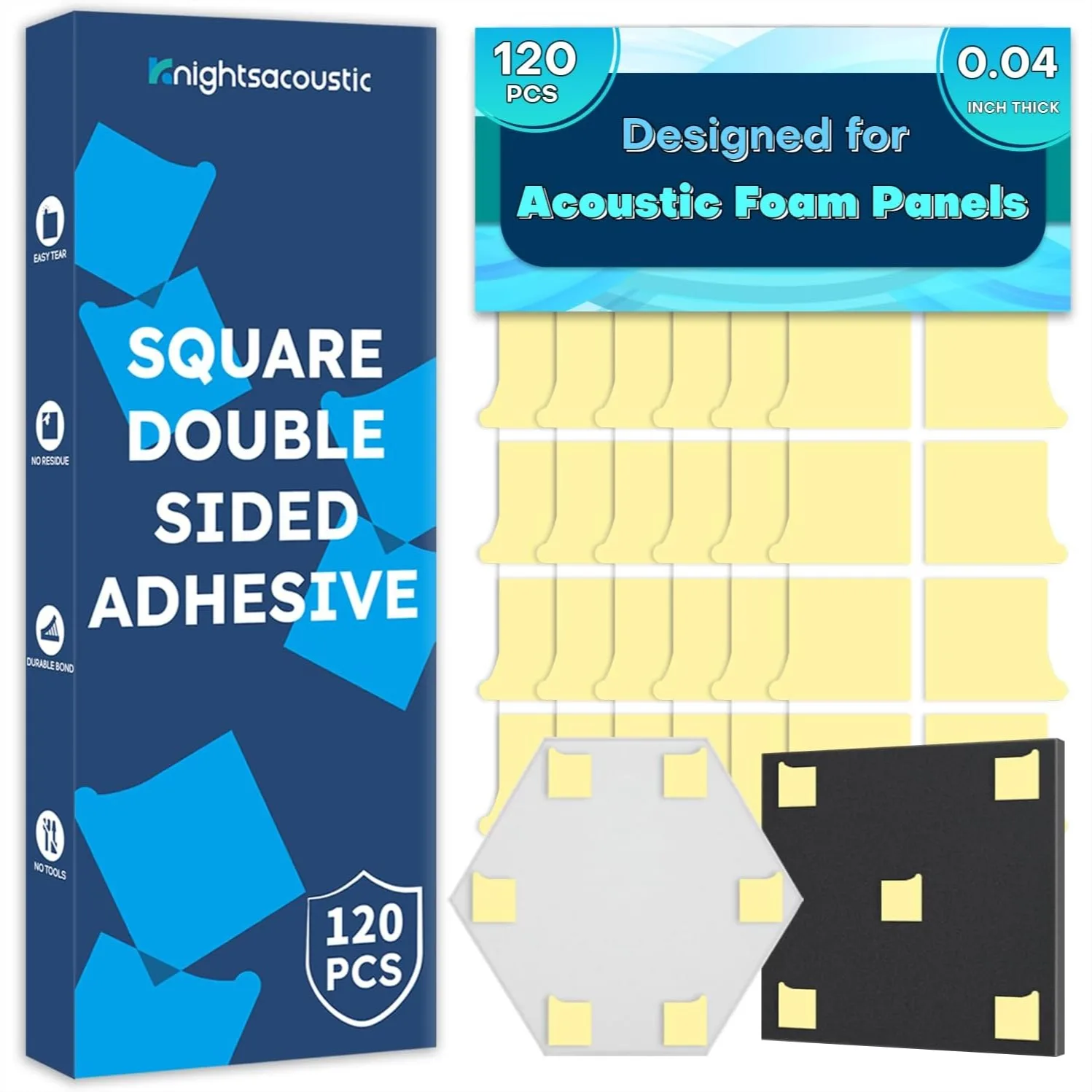 Heavy Duty Double Sided Tape Squares 120 PCS Adhesive for Acoustic Foam Wall Panel Pads
Heavy Duty Double Sided Tape Squares 120 PCS Adhesive for Acoustic Foam Wall Panel Pads