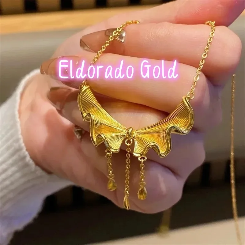 Eldorado Gold Eldorado Gold 2025 2025French Tassel Bow AU750 Necklace, 18K Women's Fashionable Temperament High-end Collarbone
Eldorado Gold Eldorado Gold 2025 2025French Tassel Bow AU750 Necklace, 18K Women's Fashionable Temperament High-end Collarbone