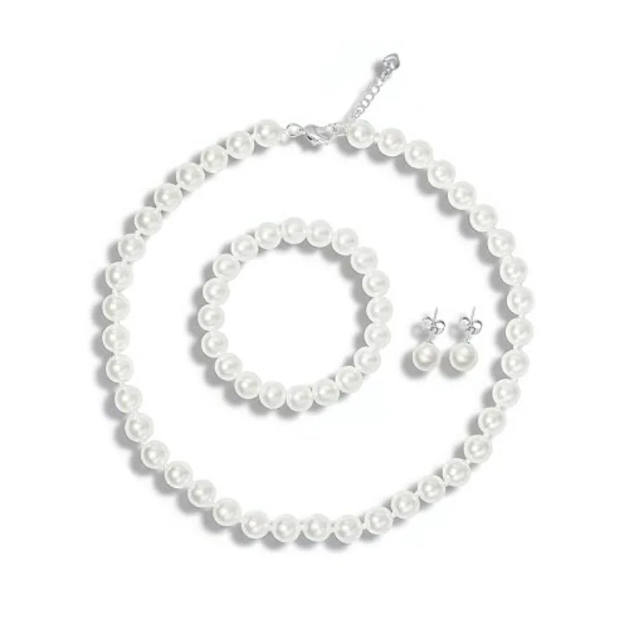 Pearl Necklace Set for Women and Girls, 8mm Glass Faux Pearl cludes Bracelet and Stud Earrgs, 3-Piece Costume Jewelry Set, Wedd
Pearl Necklace Set for Women and Girls, 8mm Glass Faux Pearl cludes Bracelet and Stud Earrgs, 3-Piece Costume Jewelry Set, Wedd