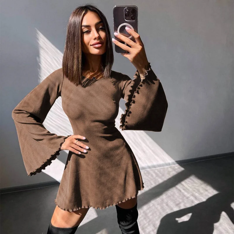 2024 Summer Autumn New Style Sexy Long Sleeve Women's Clothing round Neck Solid Color Bell Sleeve Hollow out StrapASkirt Dress
2024 Summer Autumn New Style Sexy Long Sleeve Women's Clothing round Neck Solid Color Bell Sleeve Hollow out StrapASkirt Dress