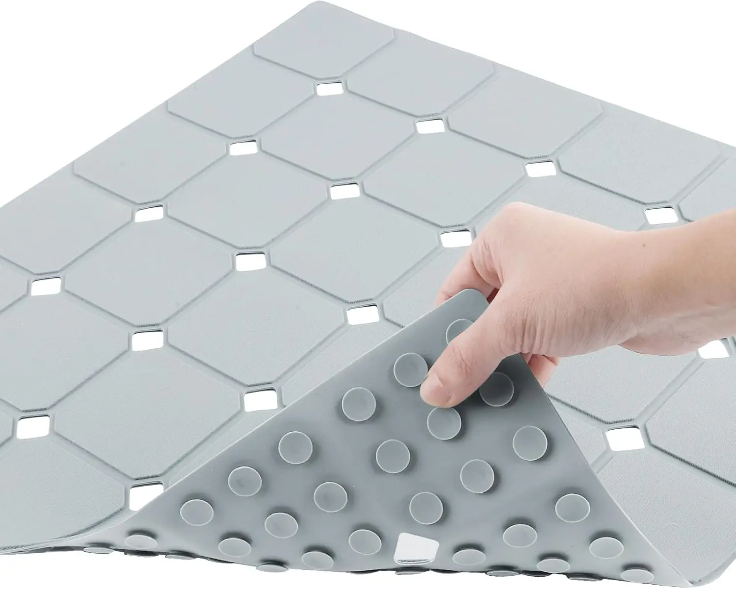 Non Slip Shower Mat 21x21, Silicone Bath Mat with Suction Cups & Drain Holes, Odorless, Eco-Friendly, Machine Washable, Grey
Non Slip Shower Mat 21x21, Silicone Bath Mat with Suction Cups & Drain Holes, Odorless, Eco-Friendly, Machine Washable, Grey
