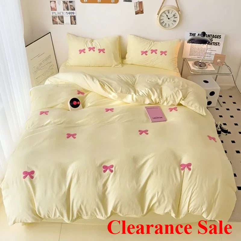 Bedding Set with Bow Korean Breathable Duvet Cover No Filler Flat Sheet Pillowcases Mix Color Comforter Cover Set
Bedding Set with Bow Korean Breathable Duvet Cover No Filler Flat Sheet Pillowcases Mix Color Comforter Cover Set