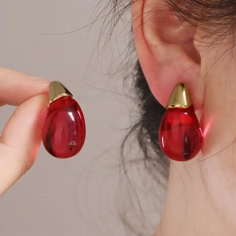 French Retro Drop Earrings Classic Fashionable Water Droplet Shaped Women's Dangle Earrings Acrylic Red Pink Purple Jewelry
French Retro Drop Earrings Classic Fashionable Water Droplet Shaped Women's Dangle Earrings Acrylic Red Pink Purple Jewelry