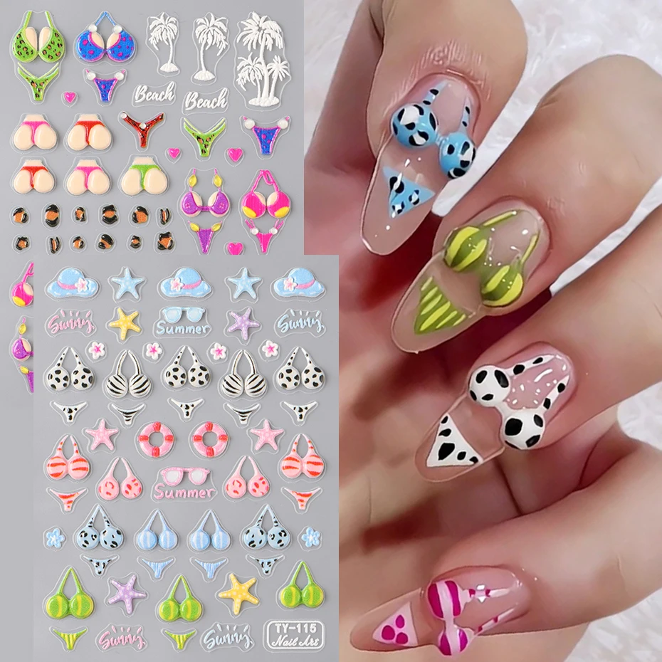 2 pcs Jelly Summer Bikini Pattern Nail Art Stickers Macaron Bra and Panties Nail Art Design Kawaii Holidays Women Nail Supplies
2 pcs Jelly Summer Bikini Pattern Nail Art Stickers Macaron Bra and Panties Nail Art Design Kawaii Holidays Women Nail Supplies