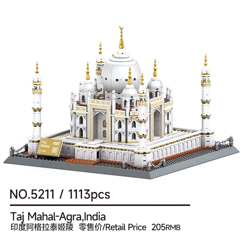 MOC Taj Mahal Building Blocks 1113PCS India Famous Landmark Architecture Model Bricks Set Agra Palace Toy Gifts Decor
MOC Taj Mahal Building Blocks 1113PCS India Famous Landmark Architecture Model Bricks Set Agra Palace Toy Gifts Decor