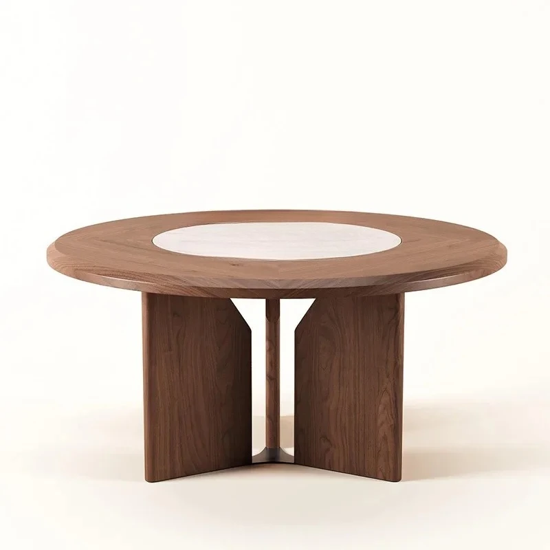 Italian minimalist round solid wood dining table designer retro inlaid marble turntable dining table53
Italian minimalist round solid wood dining table designer retro inlaid marble turntable dining table53