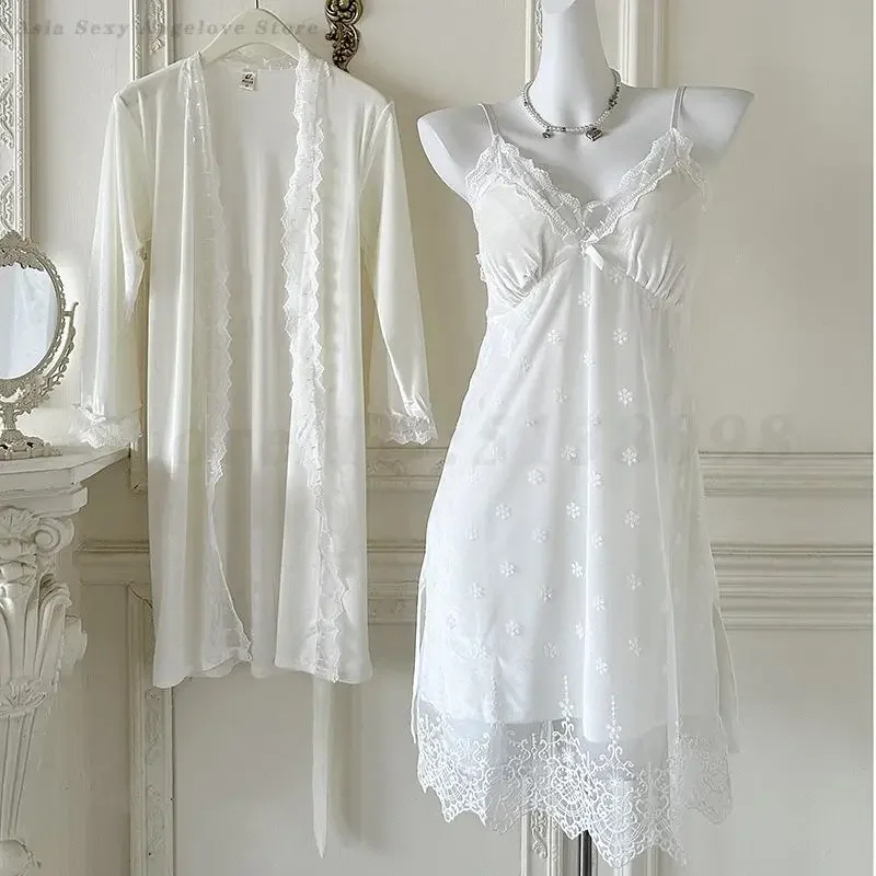 Women Sexy Robe Set Sleepwear Velvet Lace Lingerie Nightdress Kimono Bathrobe Gown Bridal Wedding Gift Spaghetti Strap Nightgown
Women Sexy Robe Set Sleepwear Velvet Lace Lingerie Nightdress Kimono Bathrobe Gown Bridal Wedding Gift Spaghetti Strap Nightgown