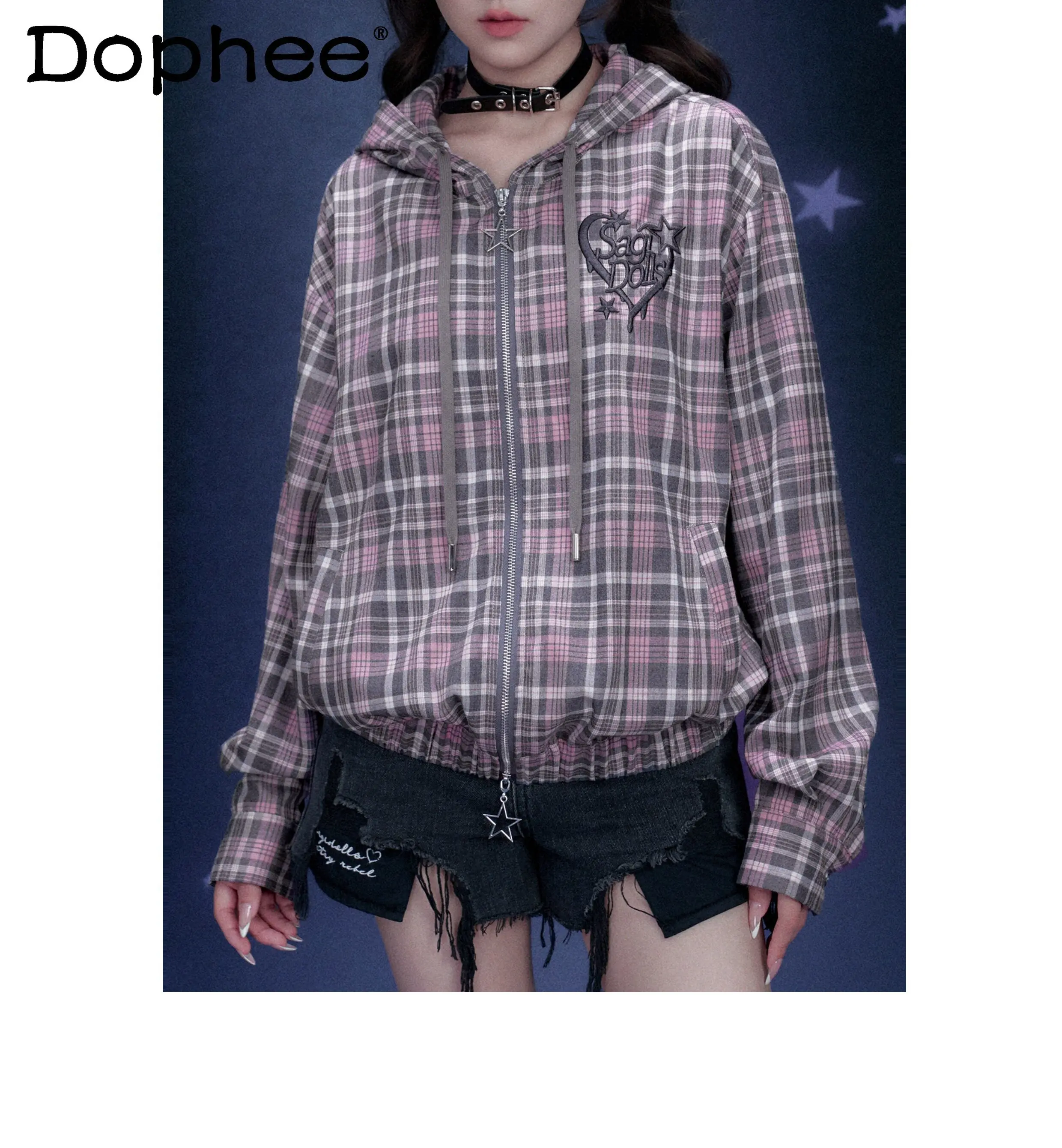 Y2k Sweet Cool Girl Street Style Pink Grid Hooded Shirt 2026 Spring Summer Loose Thin Versatile Casual Zipper Cardigan Jacket
Y2k Sweet Cool Girl Street Style Pink Grid Hooded Shirt 2026 Spring Summer Loose Thin Versatile Casual Zipper Cardigan Jacket