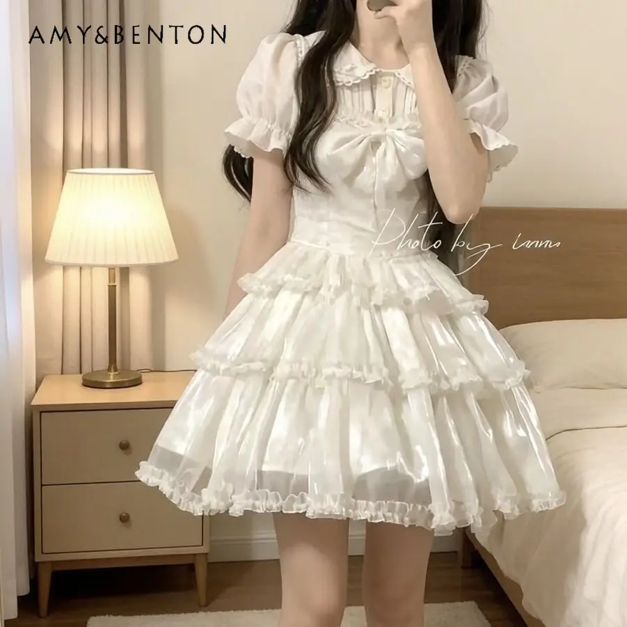 Toddler To Big Girls Summer New Lolita Princess Dress Childrens Elegant White Short Sleeve Blouse and Mesh Bow Ruffle Slip Dress
Toddler To Big Girls Summer New Lolita Princess Dress Childrens Elegant White Short Sleeve Blouse and Mesh Bow Ruffle Slip Dress