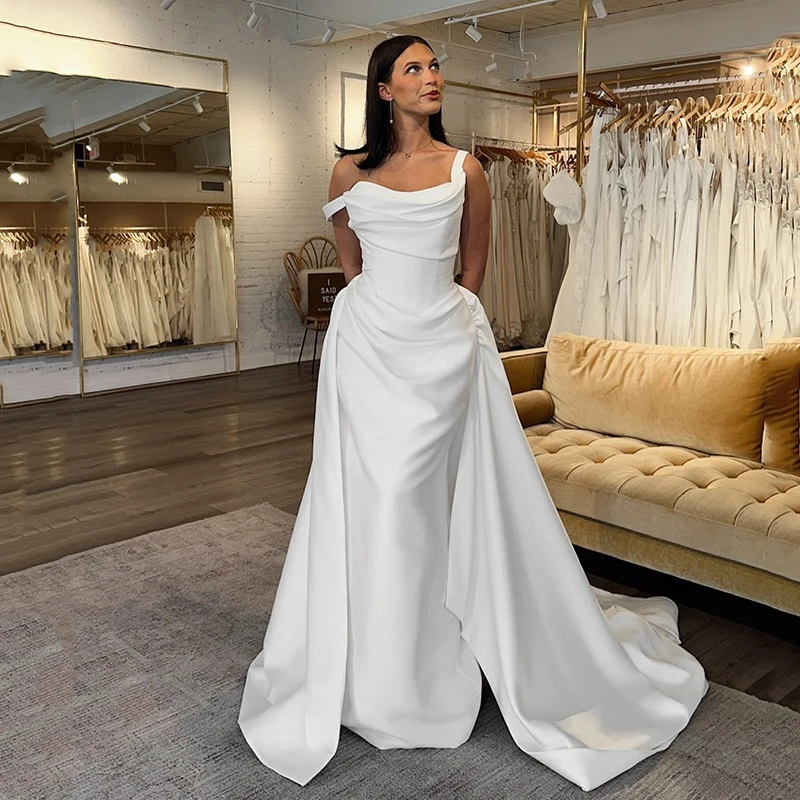 Eightree Formal Mermaid Wedding Dresses Sleeveless Detachable Train Satin Bridal Dress White Wedding Ball Prom Gowns Customized
Eightree Formal Mermaid Wedding Dresses Sleeveless Detachable Train Satin Bridal Dress White Wedding Ball Prom Gowns Customized