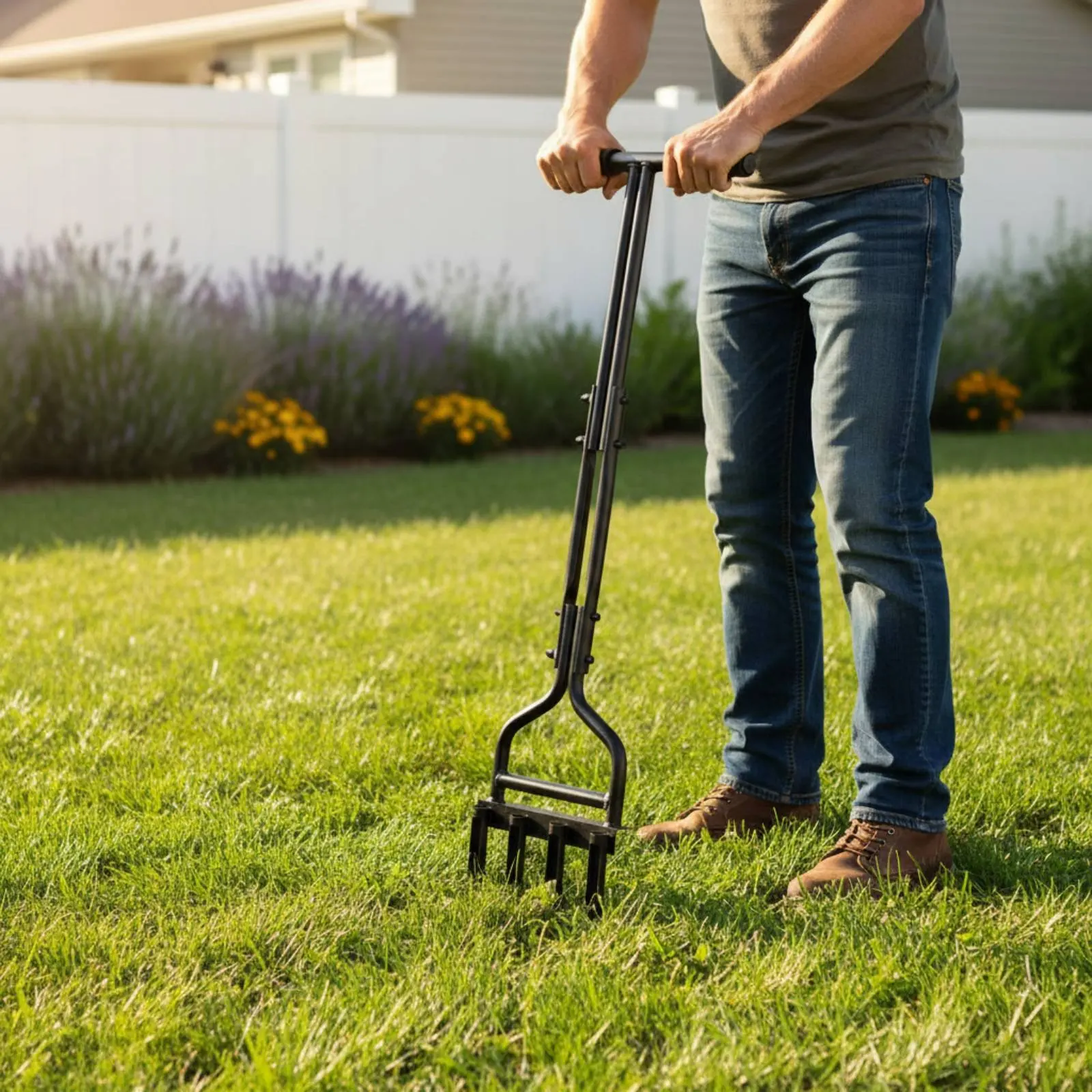 Manual Lawn Aerator Labor-Saving Soil Loosening Tool Lawn Coring Tool Portable Rolling Tine Aerator for Gardeners, Garden, Yard
Manual Lawn Aerator Labor-Saving Soil Loosening Tool Lawn Coring Tool Portable Rolling Tine Aerator for Gardeners, Garden, Yard