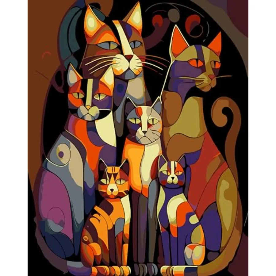 Paint by Numbers Kit for Adults Beginners, Abstract Six Black Cats Frameless Beginner DIY Acrylic Watercolor Oil Painting, Anim
Paint by Numbers Kit for Adults Beginners, Abstract Six Black Cats Frameless Beginner DIY Acrylic Watercolor Oil Painting, Anim