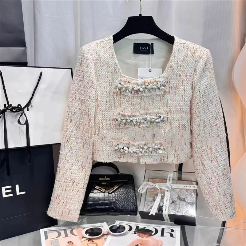 2025 Spring New Fashion Style Pearl Nail Bead Heavy Industry Design Coarse Floral Knitted Elegant High-end Short Coat
2025 Spring New Fashion Style Pearl Nail Bead Heavy Industry Design Coarse Floral Knitted Elegant High-end Short Coat