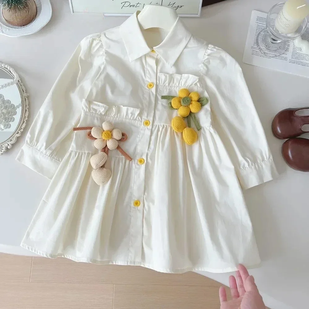 Blue and White Korean Version Girls' Casual Clothes Sweet Lapel Single Breasted Lace 3D Flower Dress Autumn New Style
Blue and White Korean Version Girls' Casual Clothes Sweet Lapel Single Breasted Lace 3D Flower Dress Autumn New Style
