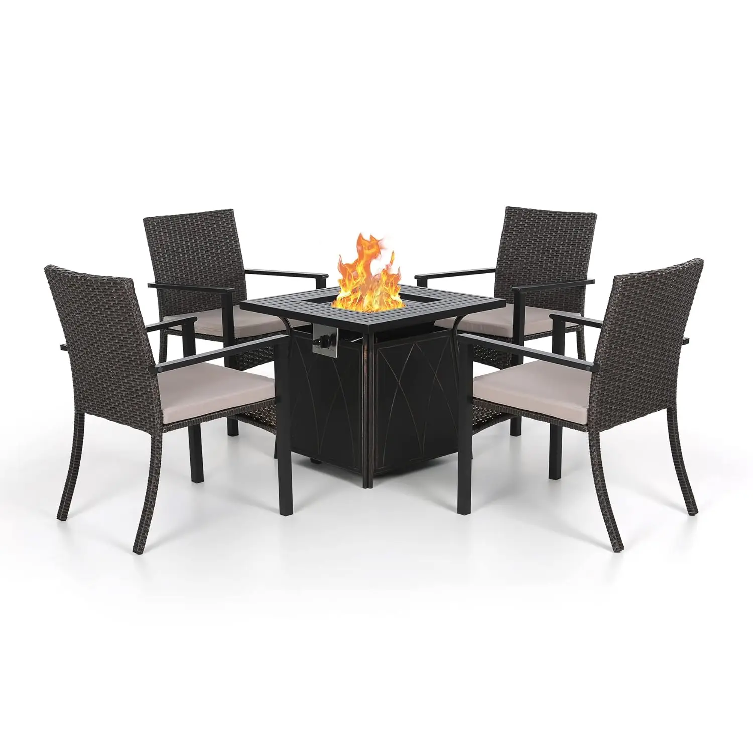 28in Gas Fire Pit Table & Wicker Chairs Set 5pc 11lb Fire Glass Outdoor Yard Patio Garden, Customized
28in Gas Fire Pit Table & Wicker Chairs Set 5pc 11lb Fire Glass Outdoor Yard Patio Garden, Customized